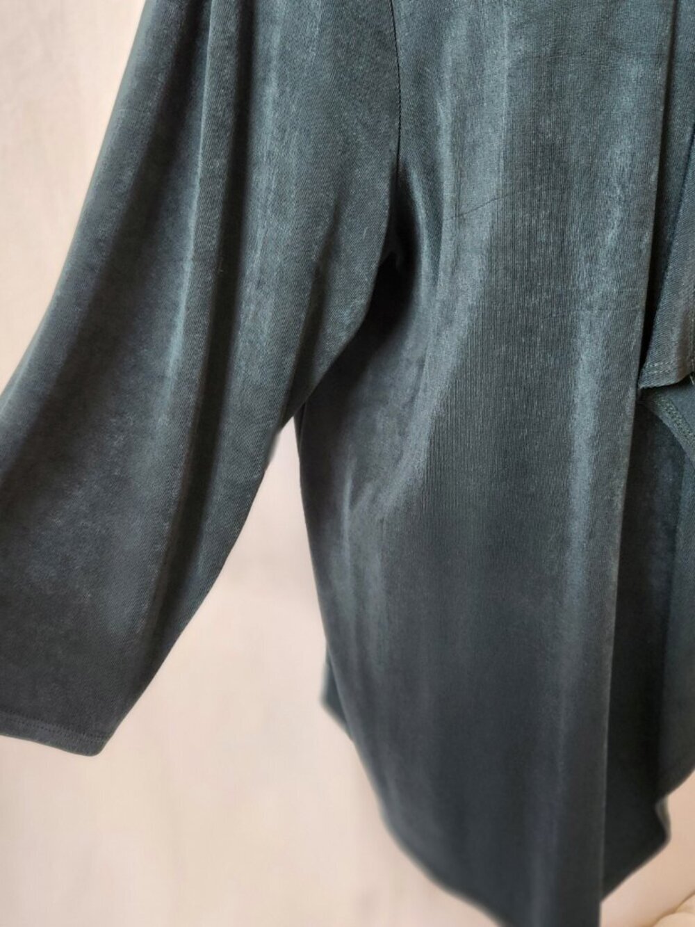 Chico's Travelers Size 4/XXL Green Water Fall Open Front Chain Accent Cardigan - Picture 6 of 15